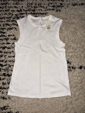 all in motion White Ribbed Crewneck Tank Top